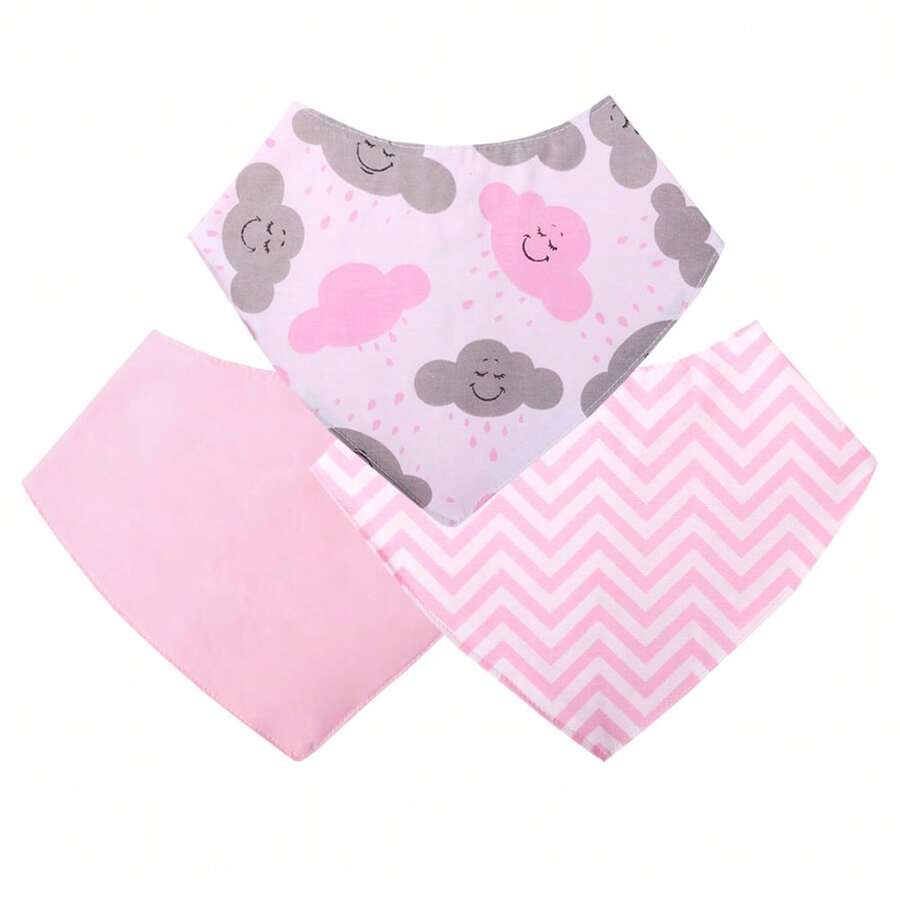 Bandana Bib Kit 03 Pieces For Baby Feeding - Nube rosa - Ver 1