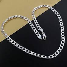 Stylish 925 Sterling Silver Necklace For Men & Women, Classic 8mm Chain, Luxurious Jewelry, Perfect For Weddings And Christmas, Best For Christmas