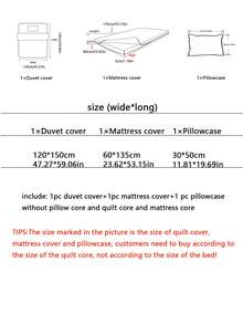 3pcs Bedding Set, Cute Strawberry Printed Pink Duvet Cover, Baby Nursery Nap Mat Bedding For Girls, Suitable For Children, All Season (Includes 1 Duvet Cover, 1 Mattress Cover, 1 Pillow Case, No Filler) - Multicolor - View 3