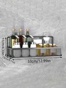 1pc, Bathroom Bathroom Wall Shelf Without Punching Shampoo Bath Toothpaste Hanging Iron Storage Shelf Corner Tripod Back To School