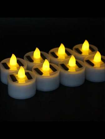 4/6/12pcs Solar Powered Tea Candle Lights, Waterproof Flickering Flameless Candle Lights With Light Sensor, Rechargeable For Outdoor Party, Garden, Home Decor