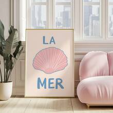 Sea Print, Seashell Poster, Wall Art, Coastal Poster, Beach House Decor, Mid Century Modern, Summer Poster, No Frame - Beige - View 1