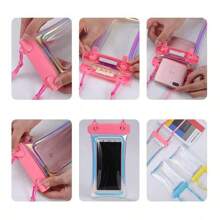 1 pièce Sac de téléphone étanche à l'épreuve des chutes avec airbag laser. Sac de téléphone étanche pour la plongée, la natation et les activités de plein air. Étui de téléphone tactile transparent. Accessoires de plage, accessoires de voyage, essentiels de plage, flotteur de piscine