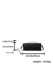 女士优质纯色 PU 编织纹理手拿包，斜挎包设计 - 綠色 - 查看 10