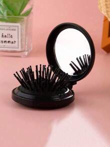 1pc Folding Travel Mirror Hair Brush Round Folding Pocket Size Hair Brush Mini Hair Comb Compact Travel Size Hair Massage Comb For Women Girls Travel Essentials Travel Accessories Make Up Accessories Travel Essentials For Beach Summer Vacation Back To School Body Care For Travel, Outdoor, Sport, Office, School Boy Valentine Heart Valentine