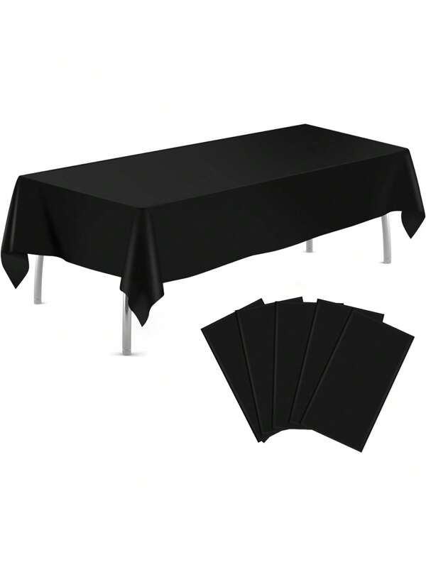 1 pezzo Tovaglia di plastica usa e getta nera, decorazione per tavolo da pranzo di compleanno e matrimonio, tovaglia rettangolare monouso, impermeabile e antimacchia senza necessità di lavaggio