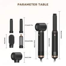 UKLISS Escova para Modelagem de Calor Multifuncional 5 em 1 e Ferro de Cachos | 3 Ajustes de Temperatura e 5 Cabeças Intercambiáveis para Cachos, Ondas, Alisamento | Essenciais de Volta às Aulas, Prime Day & Presente de Viagem de Verão (Design Azul Elegante Dourado/Dourado Branco/Dourado Preto)