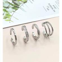 AVYRING 4PCS Toe Rings, White Gold Plated Toe Rings For Women Hug CZ Triple Twist Simple Band Open Toe Rings Beach Foot Jewelry Adjustable