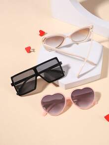 3pcs Kids 4-10Y Cat Eye Shaped Fashion Fashion Glasses, Stylish Outfit Accessory, Suitable For Outdoor Activities And Gift Giving, Spring New Collection