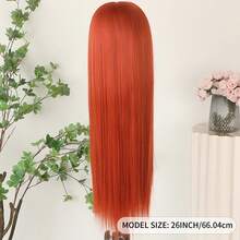 13X6 Platinum White Synthetic Lace Front Wigs 28 Inch Pre Plucked Long Straight Hair Wigs Glueless White Wigs Heat Resistant Fiber Hair Natural Halloween Wigs Platinum Blonde Lace Front Wigs For Women For Daily Christmas Party Cosplay Use - Red Orange - 查看 9