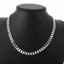 Stylish 925 Sterling Silver Necklace For Men & Women, Classic 8mm Chain, Luxurious Jewelry, Perfect For Weddings And Christmas, Best For Christmas