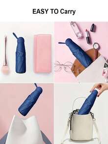 Compact Lightweight Portable Strong Waterproof Folding Umbrella, Reinforced UV Protection For Sunny And Rainy Days Summer Cooling,Beach,Travel - Pink - View 9