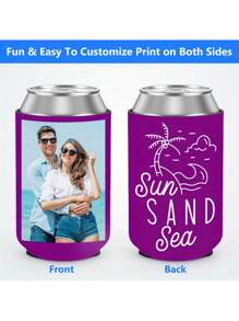 1/3/5/10/12/24 PCS Customized Can Cooler Sleeves, Personalized Foldable Insulated Beverage Bottle Holder With Logo Image Text For Wedding Graduation Birthday Party