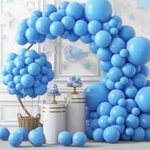 129 Stücke pastellblaue Ballons in verschiedenen Größen 18 12 10 5 Zoll für Girlanden und Bögen, hellblaue Ballons für Geburtstag, Baby-Dusche, Geschlechteroffenbarung, Ostern, Hochzeit, Party-Dekoration, Sommer-Geschenke, Stranddekor, Einschulung, Schul-Bedarf, Raumdekoration