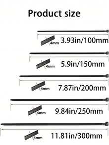 100 Dây Buộc Cáp Bằng Nylon Màu Đen Nhiều Kích Cỡ, 12+10+8+6+4 Inch, Dây Buộc Cáp Bằng Nylon Tự Khóa Đa Năng, Dây Buộc Cáp Bằng Nhựa Cho Gia Đình, Văn Phòng, Vườn, Xưởng - Nhiều màu - Xem 8