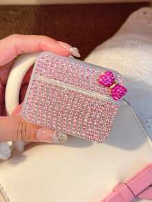 [5D 水钻保护壳] 粉色/白色水钻 + 玫瑰蝴蝶结奢华闪亮保护壳适用于 Pro 2/3/4 和 1/2，送给她的礼物 - 粉蝴蝶結 - 查看 3