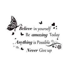 Butterfly Love Family Motto Home Living Room Bedroom Wall Sticker Removable - Black - View 3