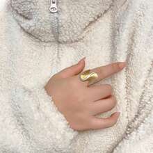 Nhẫn thời trang cổ điển mạ vàng 18K gợn sóng Micro Pave Zirconia có thể điều chỉnh dành cho nữ - Vàng - Xem 5