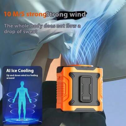 1pc Outdoor Waist Fan High Speed 3600mAh Clip Fan With Flashlight Power Bank Led Display Portable Wearable Fans