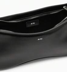 JW PEI ✅ Ryann Shoulder Bag: Faux Leather, Detachable Gold Metal Handle, Front Logo, Zip Closure, Twill Lining, Interior Pocket, Elegant And Functional Design - Black - View 2