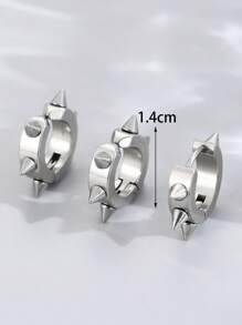3pcs Stud Hoop Earrings In Punk Style (Female), Gothic Rock Hip Hop Style Earrings (Male And Female), Suitable For Parties, Parties, Everyday Wear