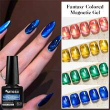 Mtssii 7pcs/Set 7ml Fantasy Dream Colored Cat Magnetic Gel, Nail Polish With Magnetic Sitck Glitter Spring Summer Soak Off Semi Permanent UV Gel Nail Polish For Nail Salon DIY For Nail Art Manicures Nail Varnishes Nail Supplies - Multicolor - View 8