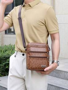 男士時尚商務休閒復古單肩斜挎包 小手提包 度假海灘通勤旅行包 復活節適用 日用手機托特包 - 彩色 - 查看 8