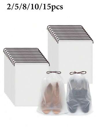 2/5/8/10/15 Pieces Clear Plastic Storage Bags, Portable Travel Shoe Packaging Bags, Waterproof Shoe Bags, Drawstring Shoe Bags Organizer, Unisex - Cartoon Boot Bags Shoe Boxes Shoe Storage Boxes Shoe Storage Accessories For Travel Vacation Cruise Summer Holiday Travel Bags Travel Supplies College Dormitory Home School Must-Haves, Postman Must-Haves, Back To School Must-Haves
