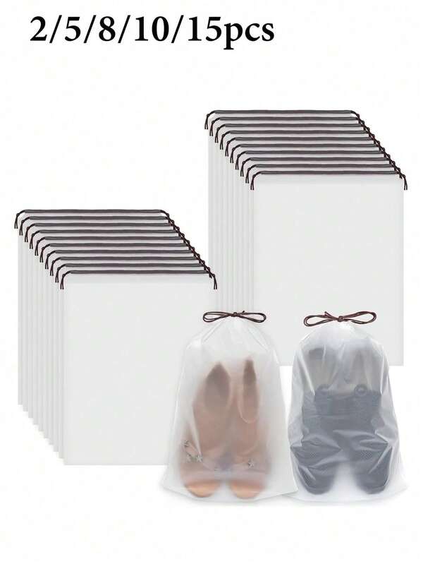 2/5/8/10/15 Pieces Clear Plastic Storage Bags, Portable Travel Shoe Packaging Bags, Waterproof Shoe Bags, Drawstring Shoe Bags Organizer, Unisex - Cartoon Boot Bags Shoe Boxes Shoe Storage Boxes Shoe Storage Accessories For Travel Vacation Cruise Summer Holiday Travel Bags Travel Supplies College Dormitory Home School Must-Haves, Postman Must-Haves, Back To School Must-Haves