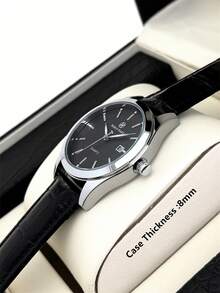 Pablo Raez 1pc Black Suit Cool Man Watch Fashion Casual Wristwatch For Man Stainless Steel Silver IPS Plated Case Luxury Black Soft & Comfortable Microfiber Leather Superior Sense Luminous Bar Scales Face With Date 50M Waterproof Top Brand New AAA Male Quartz Wristwatch Sports Elegant Clock Nice Business Gift For Friend Or Family Father Presents Fit For Daily Life/Work/Party Decorations Dress Watch Birthday Retro - one-size - View 8