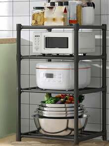 5-Tier Multi-Purpose Kitchen Storage Cart, Multi-Layer Living Room Storage Rack, Spice Rack Organizer - Black - View 3