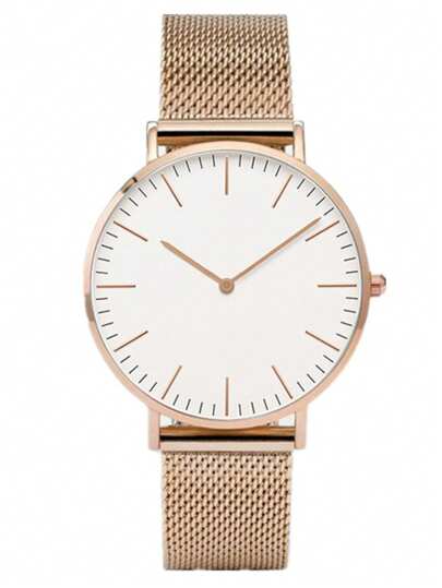 1pc Ladies' Quartz Wristwatch Mesh Strap Round Pointer Stainless Steel Strap,Ultra Thin Dial able Quality Jewelry Rose Goud Horloge Travel As Students Returning To School view 3