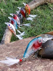 SOUGAYILANG Naluci de pescuit 4g 6 culori Momeală tare artificială Minnow cu ochi 3D, pentru Bas Somn Stiuca Biban Topwater Bass Momeală, Ideală pentru cadouri de obiecte de pescuit de apă dulce