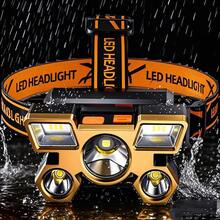 1个USB可充电LED头灯 - 超亮、轻便，适合露营、徒步、跑步、钓鱼等活动，多功能超亮LED手电筒 - 黑色 - 查看 3