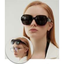 1pc New Stylish Clip-On Fashion Glasses For Prescription Glasses, Women Anti-Glare Driving Eyewear For Summer Beach Vacation,Outdoor,Travel Shades Casual Style Oversized Square Frame For Going Out Outfit,Back To School