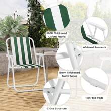 Pack de 2 Sillas de Playa Plegables con Reposabrazos, Silla Portátil para Camping, Jardín, Exterior y Ocio, Ligera y Resistente, Estructura de Acero, Tela Cómoda, Fácil de Transportar y Almacenar, Diseño Compacto y Plegable, Disponible en Colores Vibrantes, 74x52x38 cm