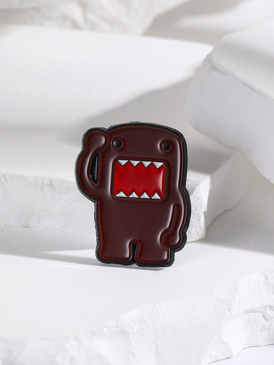 1 件卡通饼干怪兽合金胸针、包包/服装装饰别针徽章、送给朋友的礼物 - 棕色 - 查看 1