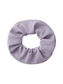 Women's Three-Piece Bikini, Solid Color Ruffle Bandage Halter Bra + Panties + Cover Ups Beach Swimsuit Set - Purple - View 4