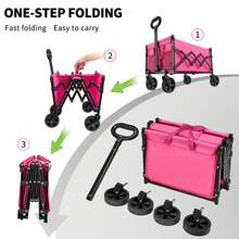 225 lbs opvouwbare handkar, afneembare wielen en handvat, lichtgewicht opvouwbaar ontwerp, geschikt voor buiten, tuin, boodschappen, winkelen, strand, kamperen (roze)
