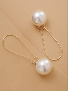 1 Pair Minimalist Elegant Pearl Pendant Earrings, Versatile Everyday Jewelry, New Style 2025 - Yellow Gold - View 3