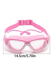 儿童防水防雾游泳镜带耳塞，视野清晰，舒适可调节硅胶带，适用于游泳池、海滩、夏季潜水镜和玻璃