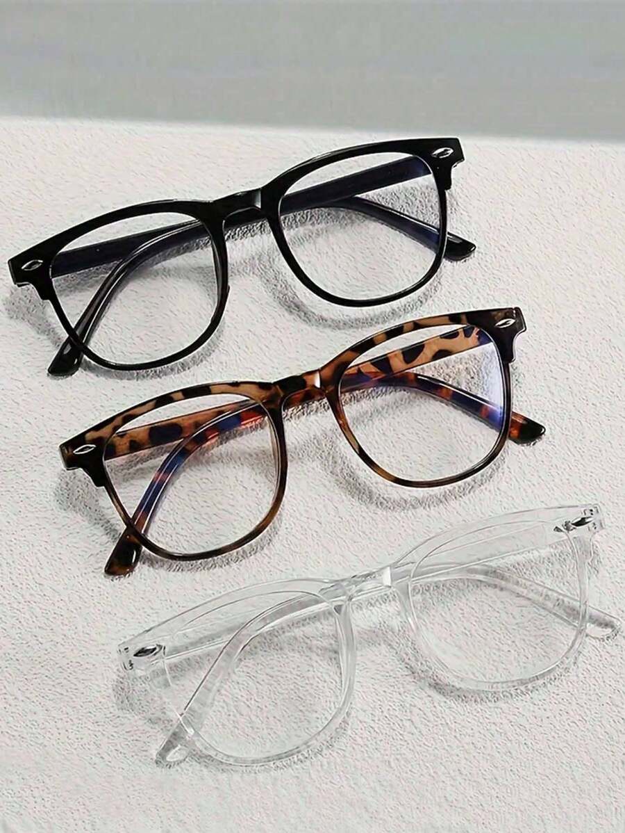 3pcs Retro Lightweight Fashion Glasses Set - Fashionable Full Frame Blue Ray Blocking Glasses For Summer Beach Vacation,Outdoor,Travel