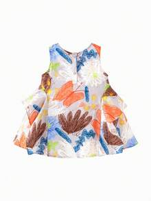 mini bala Girls' Pure Cotton Dress Baby Girl Sweet Bubble Gauze Breathable A-Line Sleeveless Art Dress - Gray Tone - View 5