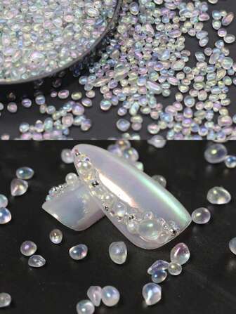 1600 件极光石和蓝月光碎宝石天然彩虹色 DIY 美甲装饰/桌面工艺品，不对称闪光颗粒适用于树脂珠宝和创意项目