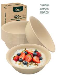 100% , 500ml (16.91 Ounces), 800ml (Ounces) Square Bowls Without Lids, 800ml (27.05 Ounces) Square Bowls With Lids. Disposable Bamboo Fiber Bowls That Can Be Heated In The Microwave And Oven, And Can Also Be Frozen In The Refrigerator Or Freezer - Beige - View 2
