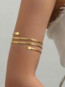 1 pieza Brazalete de doble capa con diseño minimalista y ahuecado, elegante accesorio de personalidad, brazalete abierto