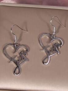Cross Heart Design Creative Elegant Dangle Earrings Silver Plated Jewelry Female Gift - Silver - View 3