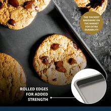 不粘长方形烤盘碳钢烤盘烤箱托盘适用于饼干派披萨烤松饼面包烘焙用具 - 黑色 - 查看 6