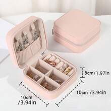 Portable Jewelry Box Anti-Oxidation Travel Zipper Storage Case, PU Leather Lining Suitable For Earrings, Rings, Necklaces Jewelry Storage