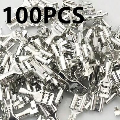 100 st 6,3 mm honspade Auto Connector Crimp Terminals - Koppar